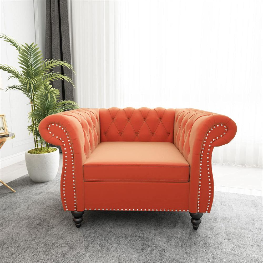 Velvet 3-Seat Chesterfield Sofa with Button Tufted Back-NOSGA