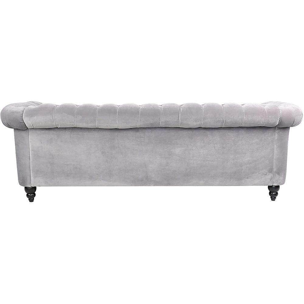 Velvet 3-Seat Chesterfield Sofa with Button Tufted Back-NOSGA