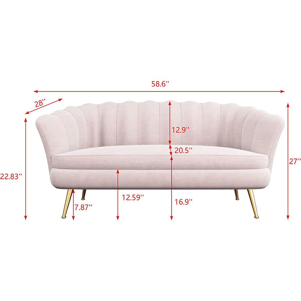 Loveseat Sofa, Modern Velvet Couch Accent Upholstered Settee-NOSGA
