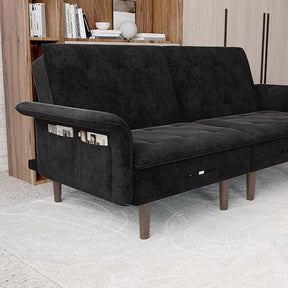 Adjustable & Multifunctional Velvet Sofa Bed with USB Rechargeable-NOSGA