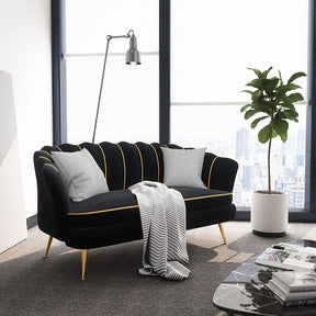 Loveseat Sofa, Modern Velvet Couch Accent Upholstered Settee-NOSGA