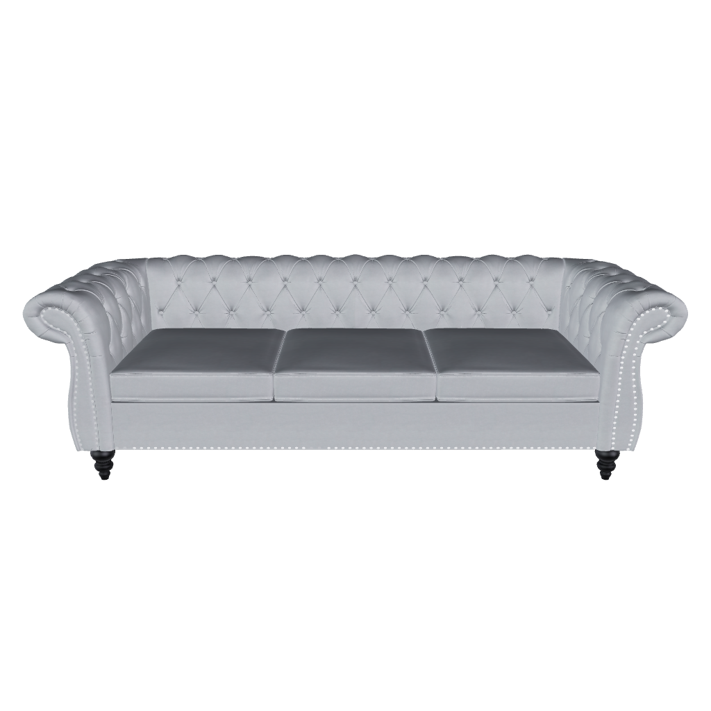 Velvet 3-Seat Chesterfield Sofa with Button Tufted Back