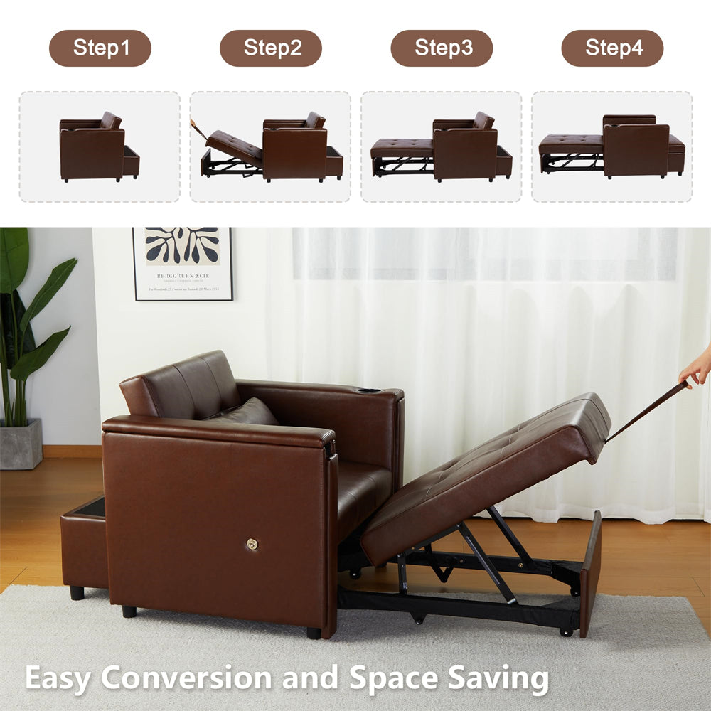 Convertible 3 in 1 Multi-Functional Chair Bed with Hidden Table