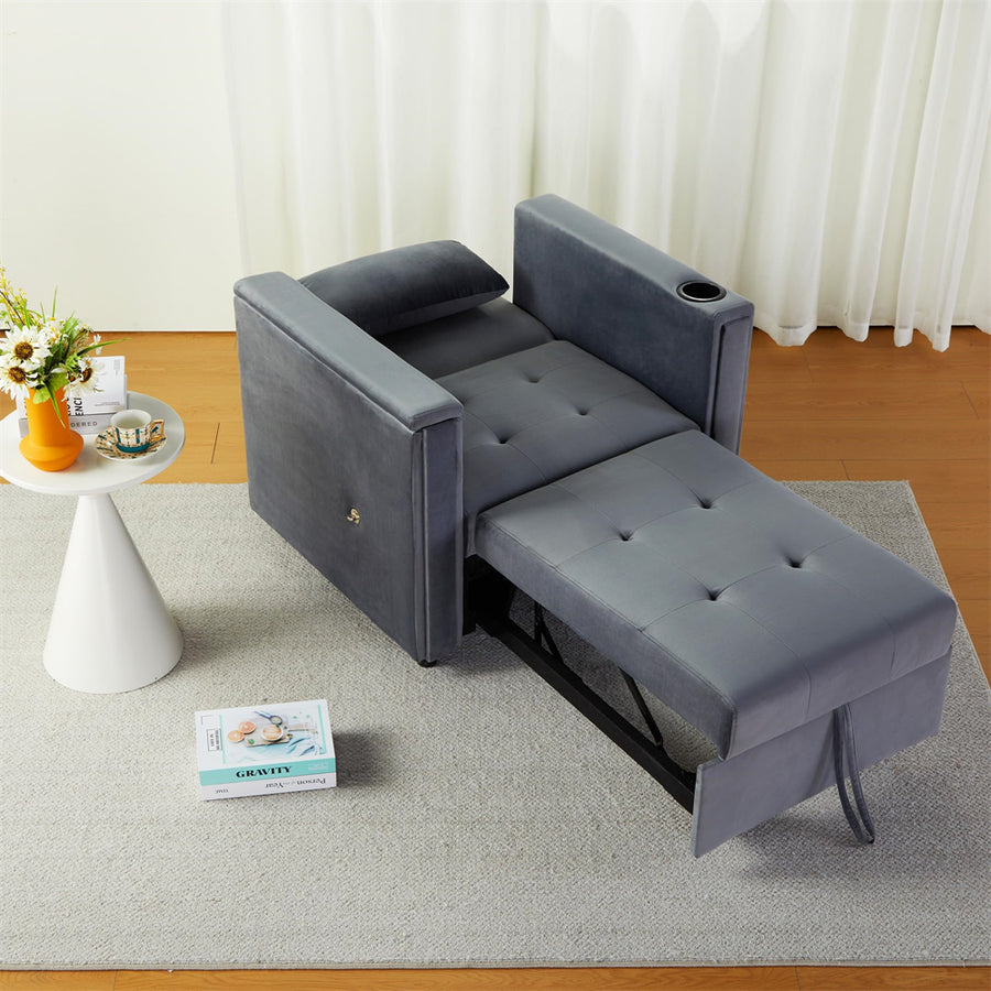 Convertible 3 in 1 Multi-Functional Chair Bed with Hidden Table