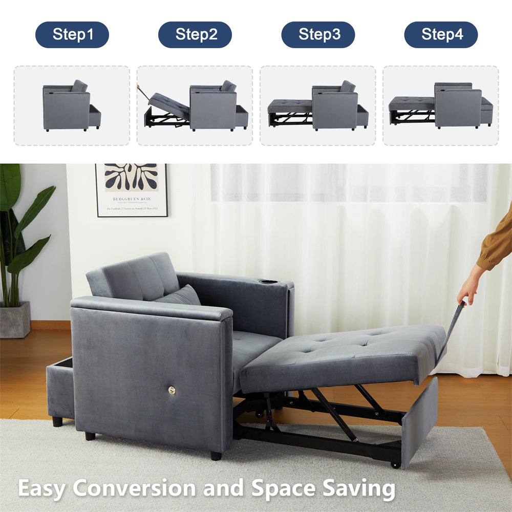 Convertible 3 in 1 Multi-Functional Chair Bed with Hidden Table