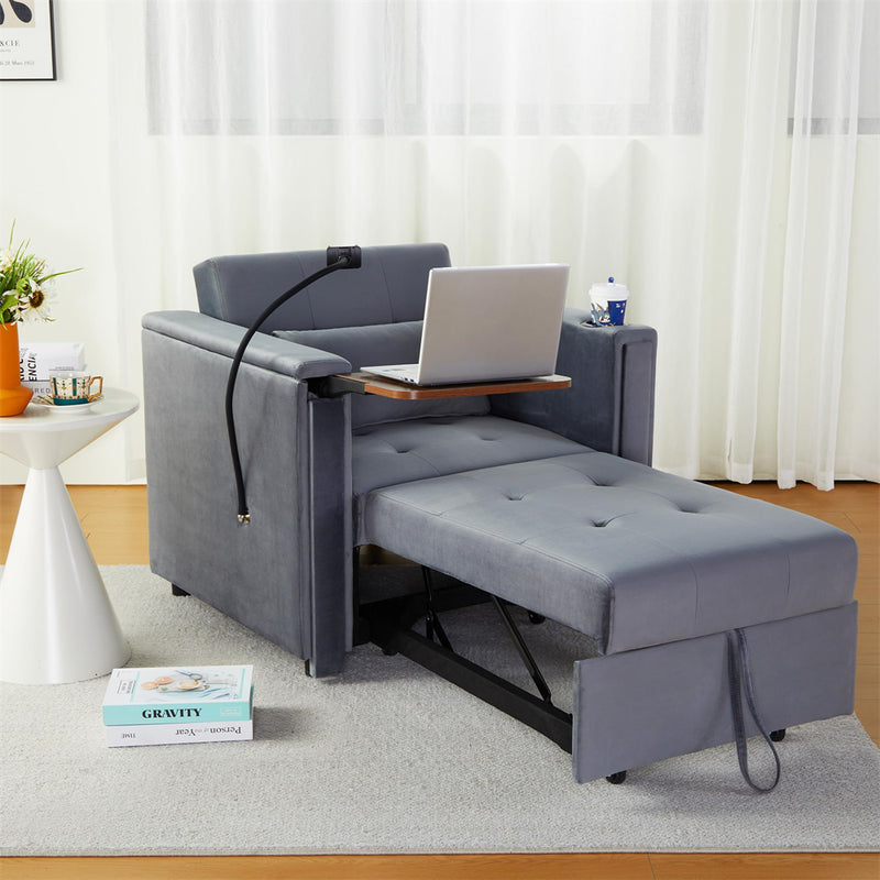 Convertible 3 in 1 MultiFunctional Chair Bed with Hidden Table