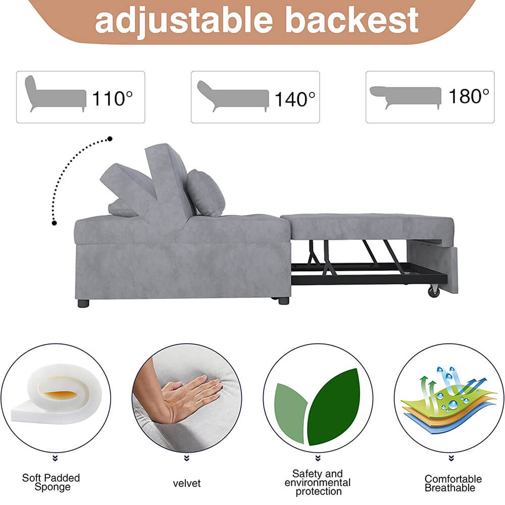 Convertible Chair 4 in 1 Multi-Function Folding Ottoman Sofa Bed