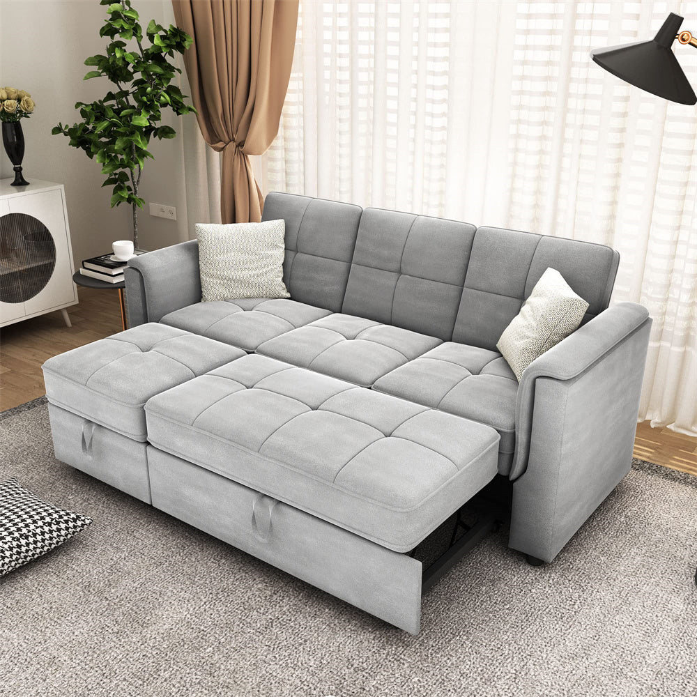 Sectional Velvet Sofa L Shaped Sleeper Sofa 2 Pull-Out Sleeper Lounges