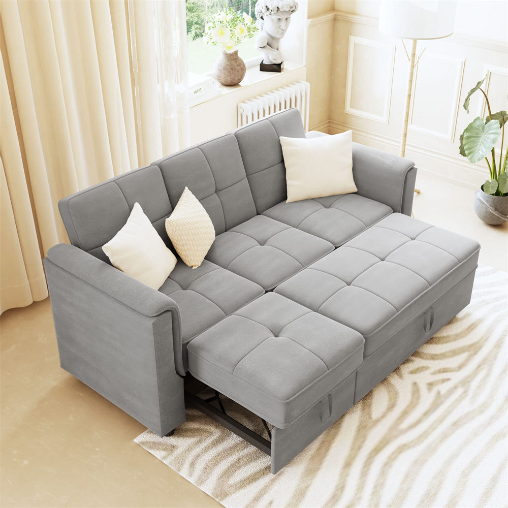 Sectional Velvet Sofa L Shaped Sleeper Sofa 2 Pull-Out Sleeper Lounges