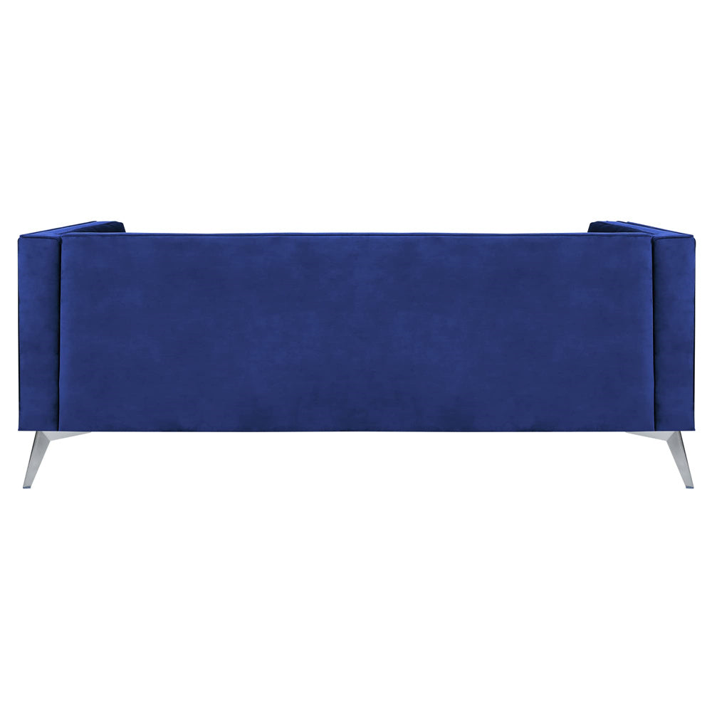 Mid-Century Velvet Chesterfield Loveseat Sofa with 2 Bolster Pillows