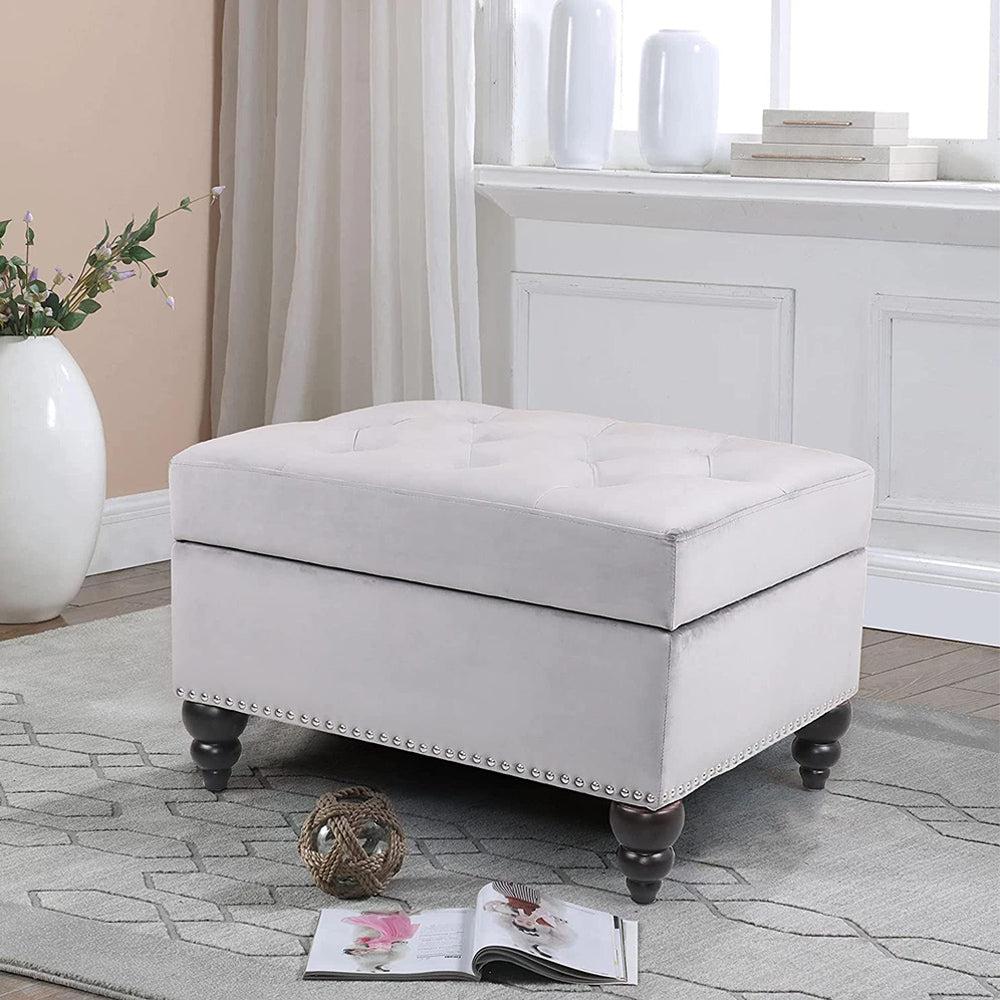 Velvet Ottoman with Storage-NOSGA