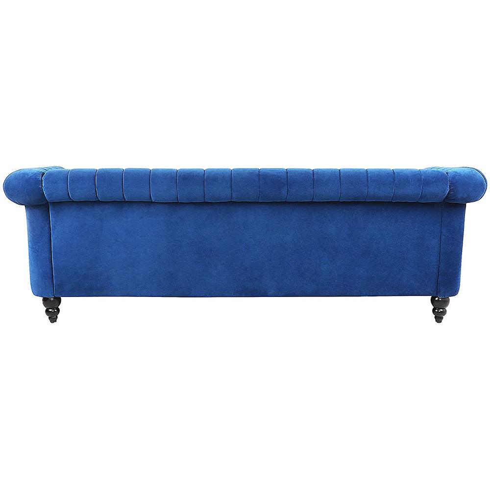 Classic Three Seater Chesterfield Velvet Sofa With Channel Back-NOSGA