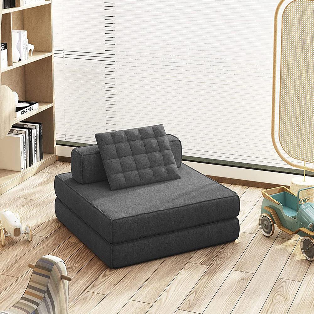 Modular Linen Convertible Sofa Bed Tufted Sectional Couch-NOSGA