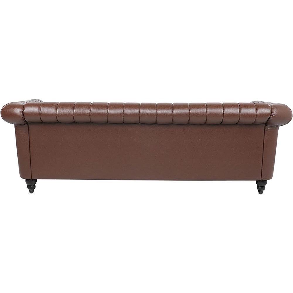 Classic Three Seater Chesterfield Pu Leather Sofa With Channel Back-NOSGA