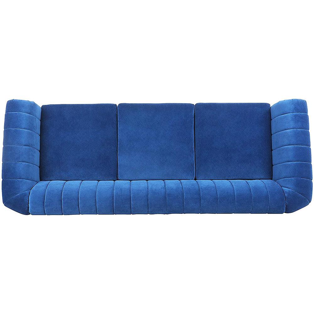 Classic Three Seater Chesterfield Velvet Sofa With Channel Back-NOSGA