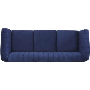 Classic Three Seater Chesterfield Velvet Sofa With Channel Back-NOSGA