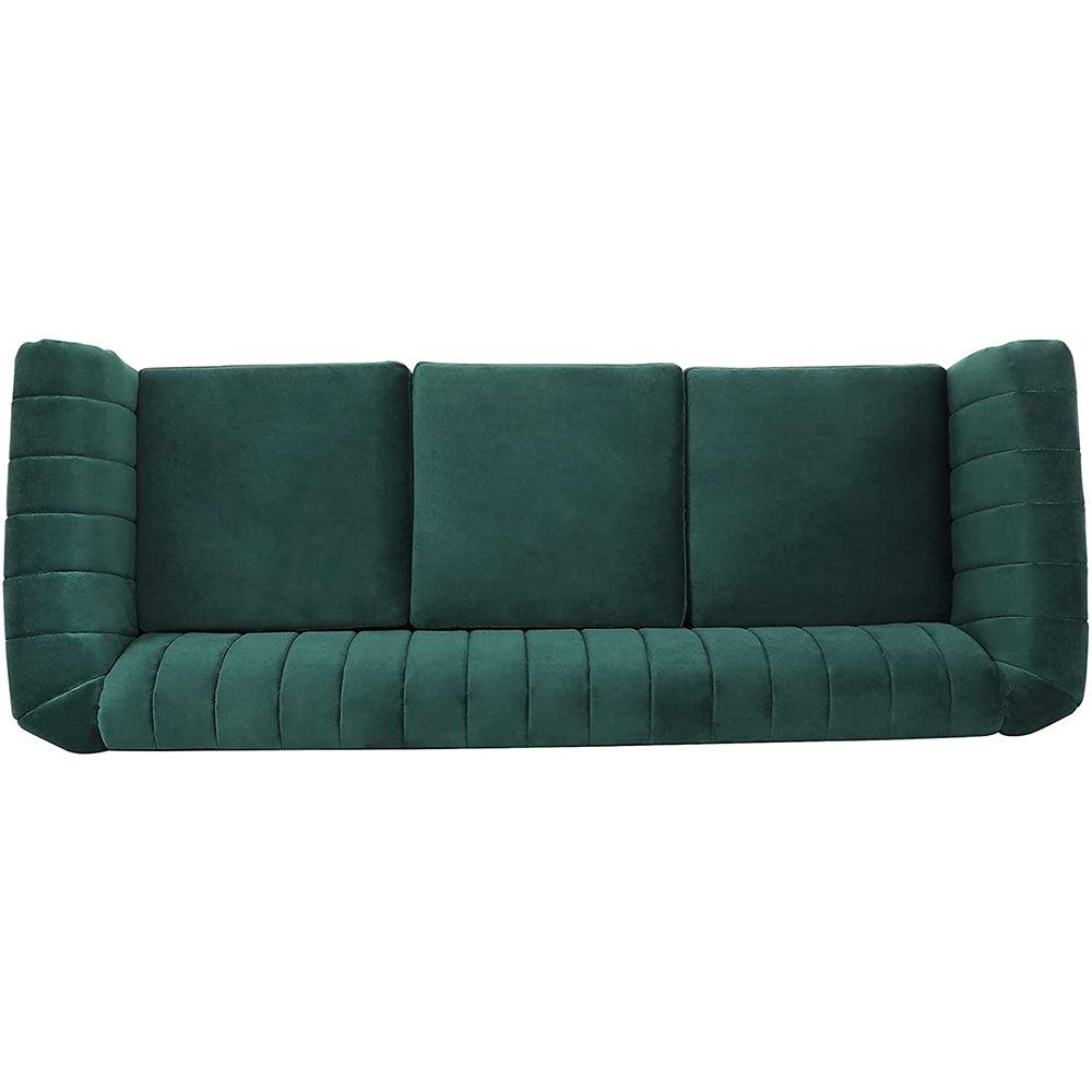 Classic Three Seater Chesterfield Velvet Sofa With Channel Back-NOSGA