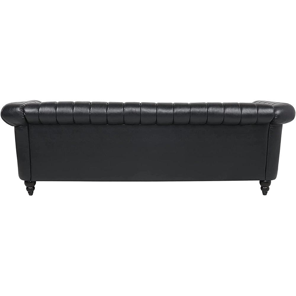 Classic Three Seater Chesterfield Pu Leather Sofa With Channel Back-NOSGA