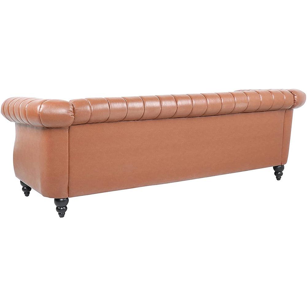 Classic Three Seater Chesterfield Pu Leather Sofa With Channel Back-NOSGA