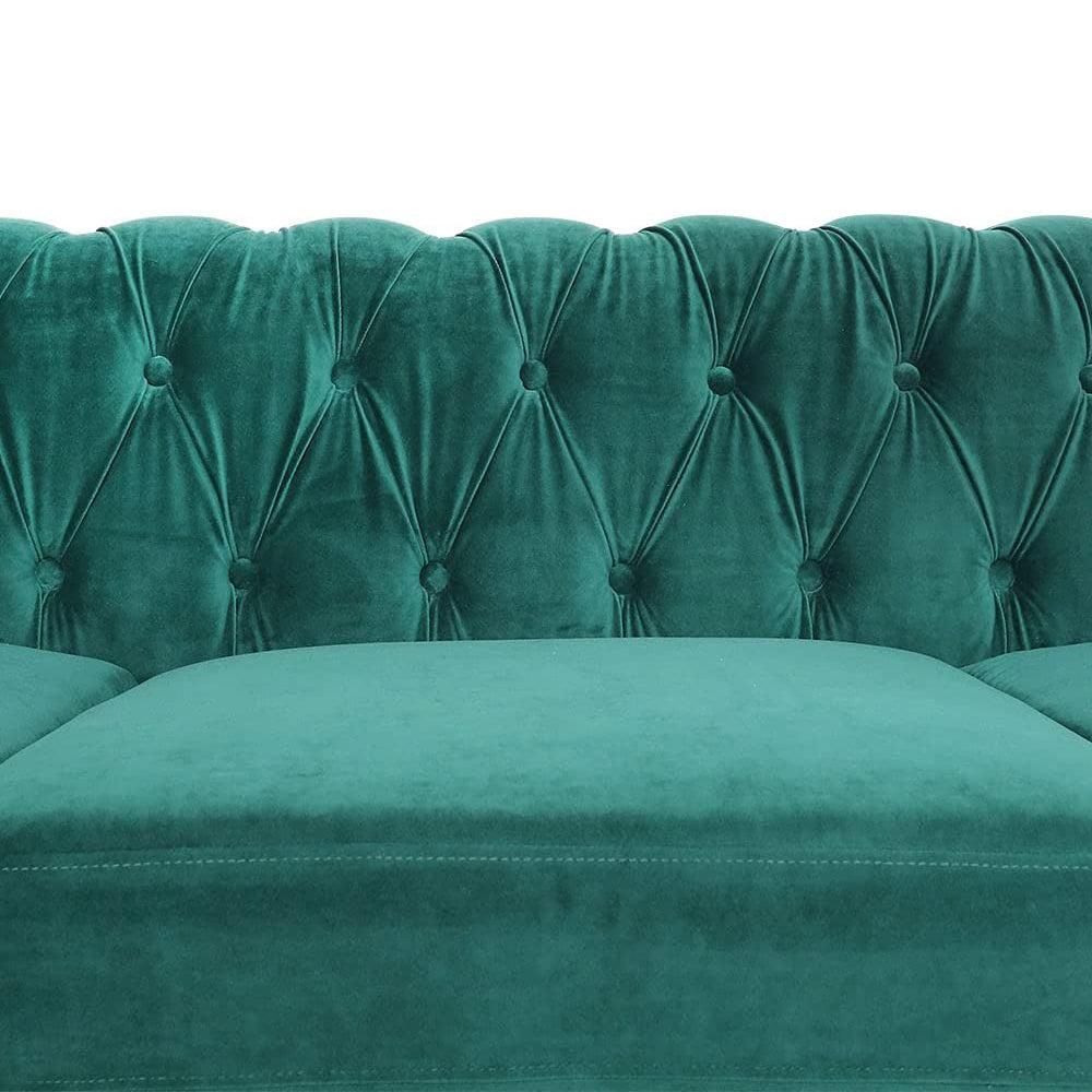 Velvet 3-Seat Chesterfield Sofa with Button Tufted Back-NOSGA