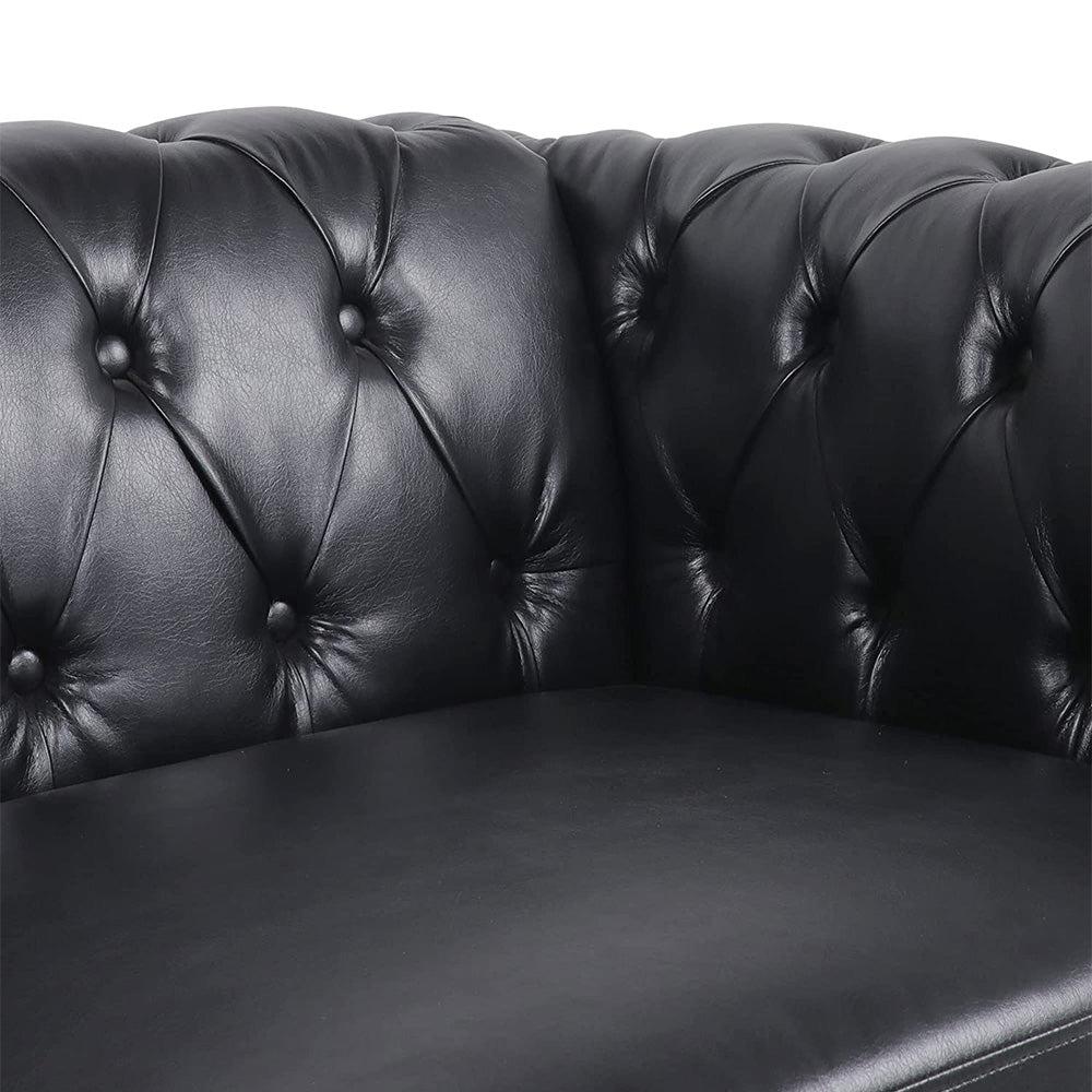 Pu Leather 3-Seat Chesterfield Sofa with Tufted Back-NOSGA