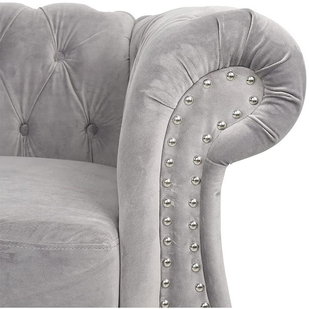 Velvet 3-Seat Chesterfield Sofa with Button Tufted Back-NOSGA