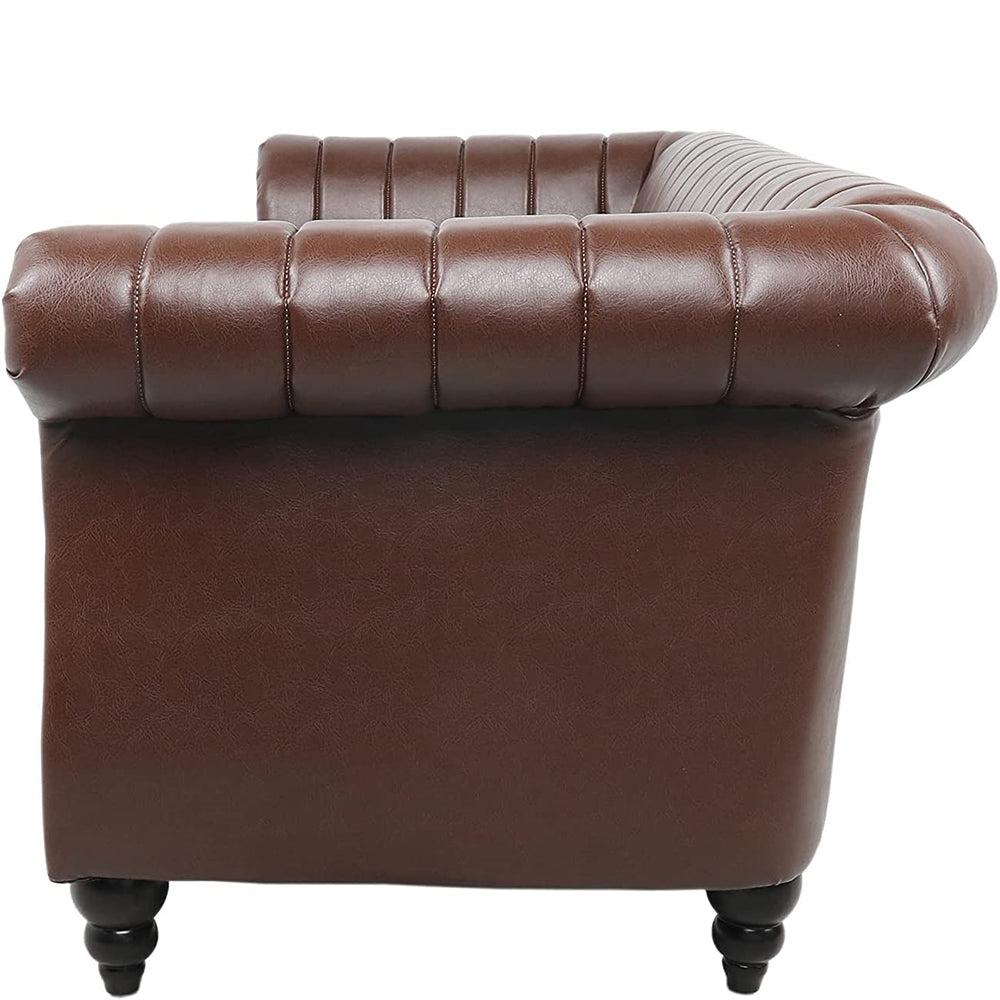 Classic Three Seater Chesterfield Pu Leather Sofa With Channel Back-NOSGA