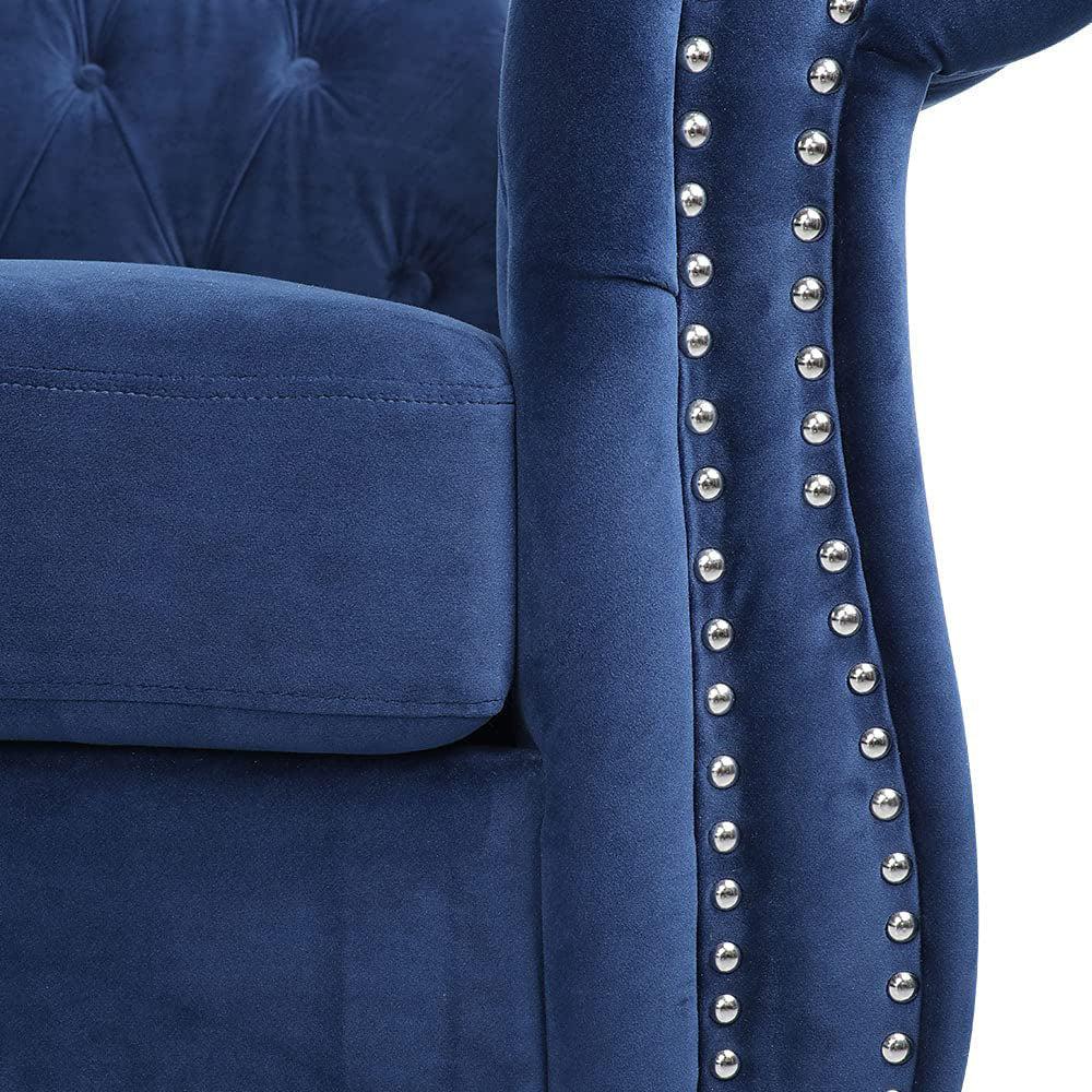 Velvet 3-Seat Chesterfield Sofa with Button Tufted Back-NOSGA