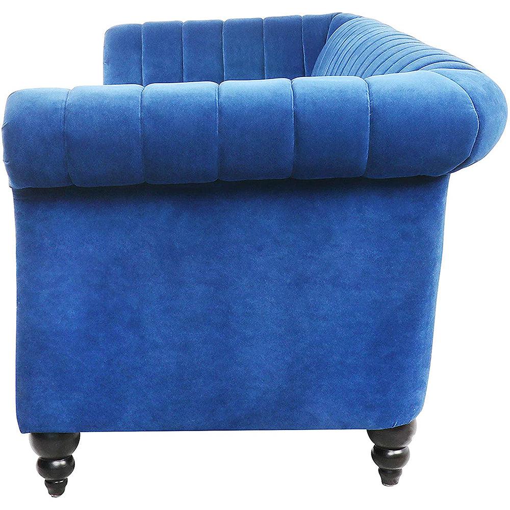 Classic Three Seater Chesterfield Velvet Sofa With Channel Back-NOSGA