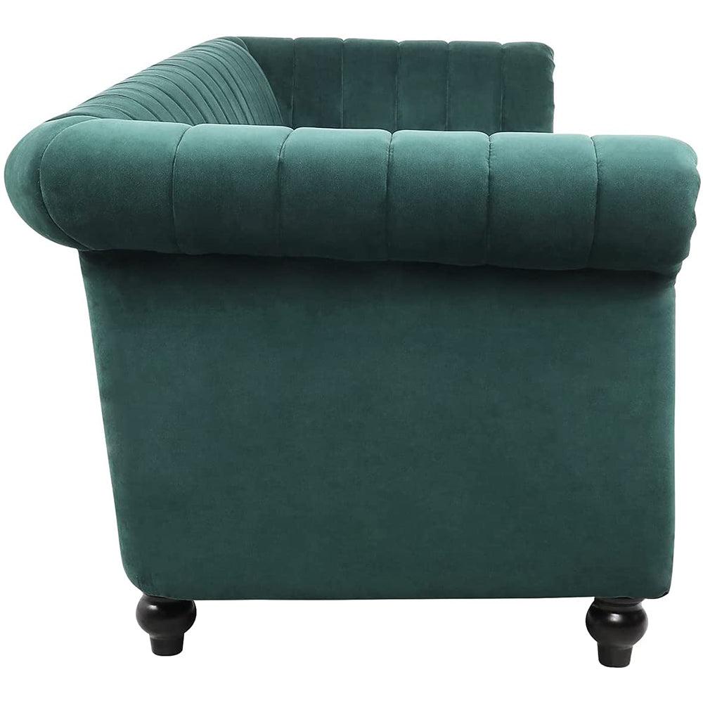 Classic Three Seater Chesterfield Velvet Sofa With Channel Back-NOSGA