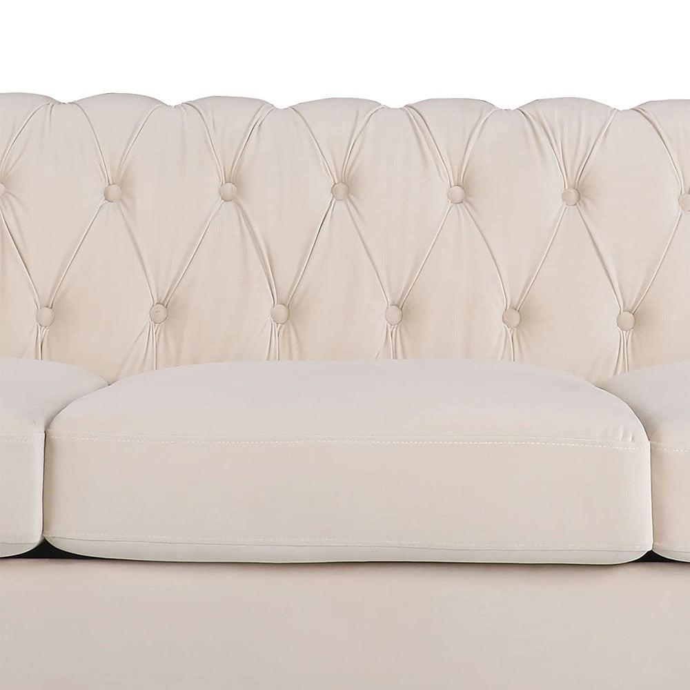 Velvet 3-Seat Chesterfield Sofa with Button Tufted Back-NOSGA