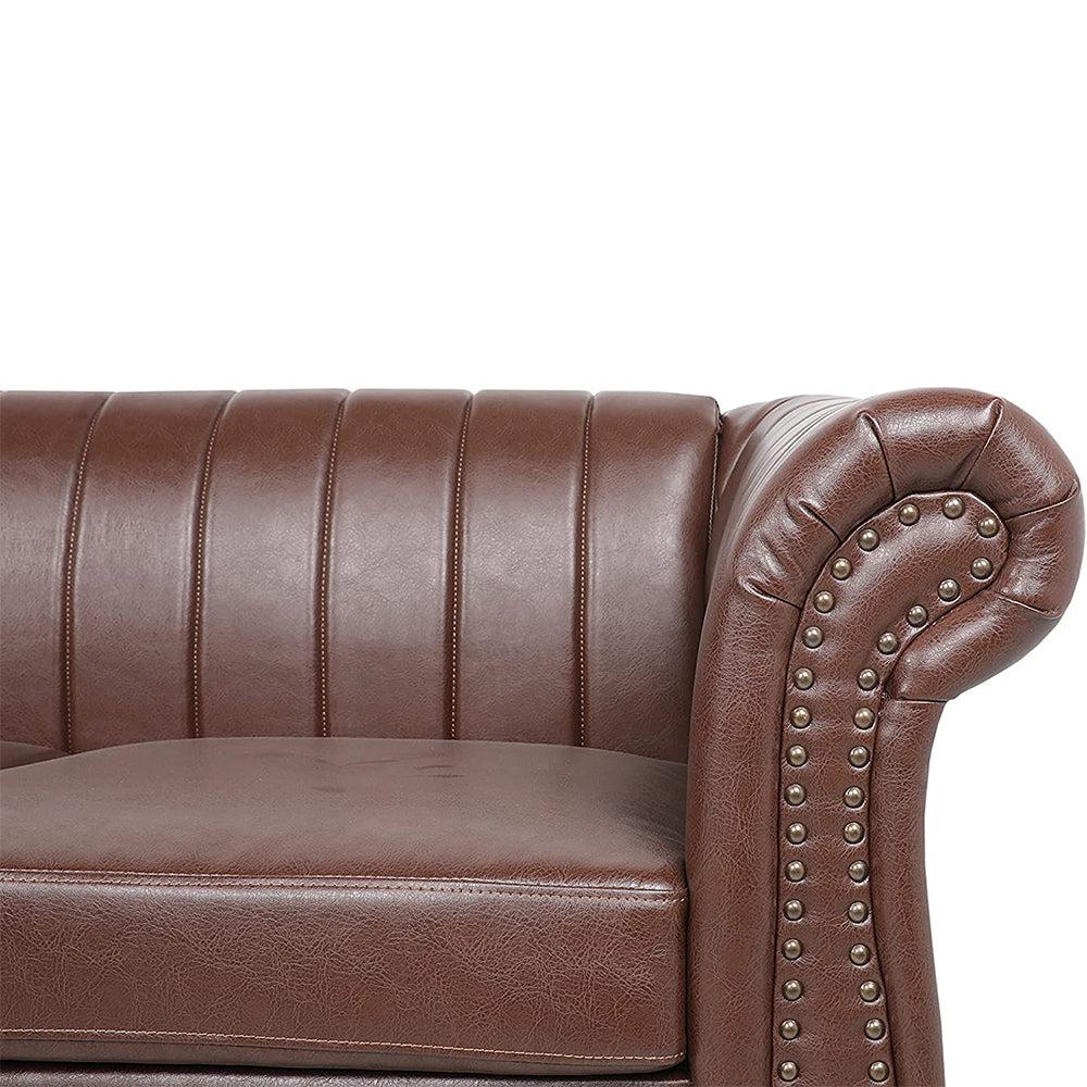 Classic Three Seater Chesterfield Pu Leather Sofa With Channel Back-NOSGA