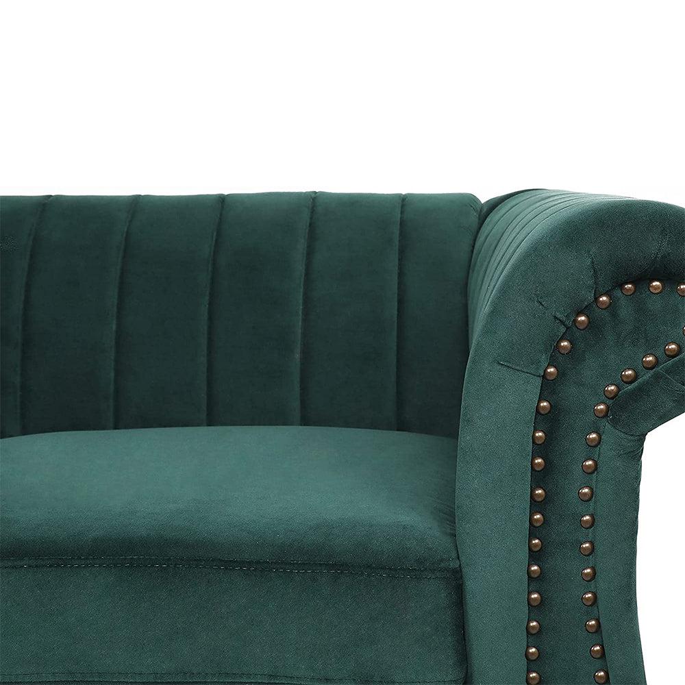 Classic Three Seater Chesterfield Velvet Sofa With Channel Back-NOSGA