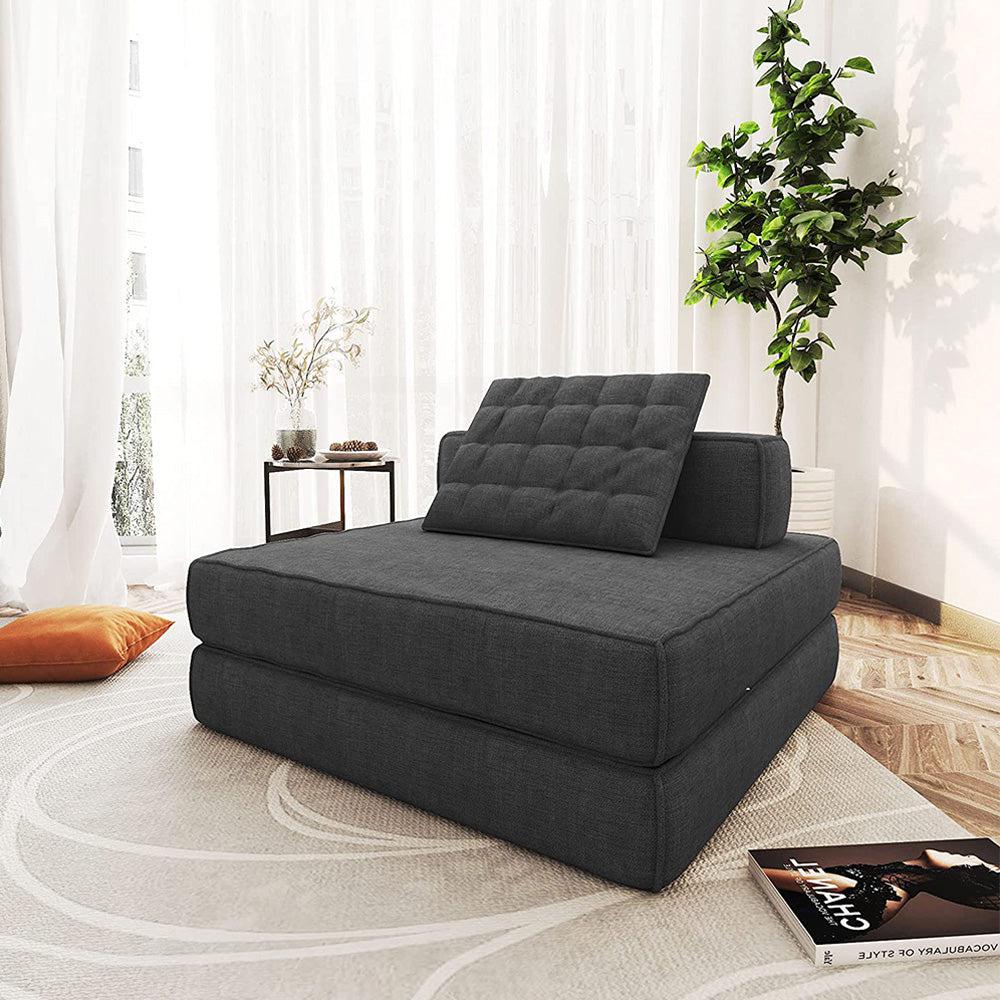 Modular Linen Convertible Sofa Bed Tufted Sectional Couch-NOSGA