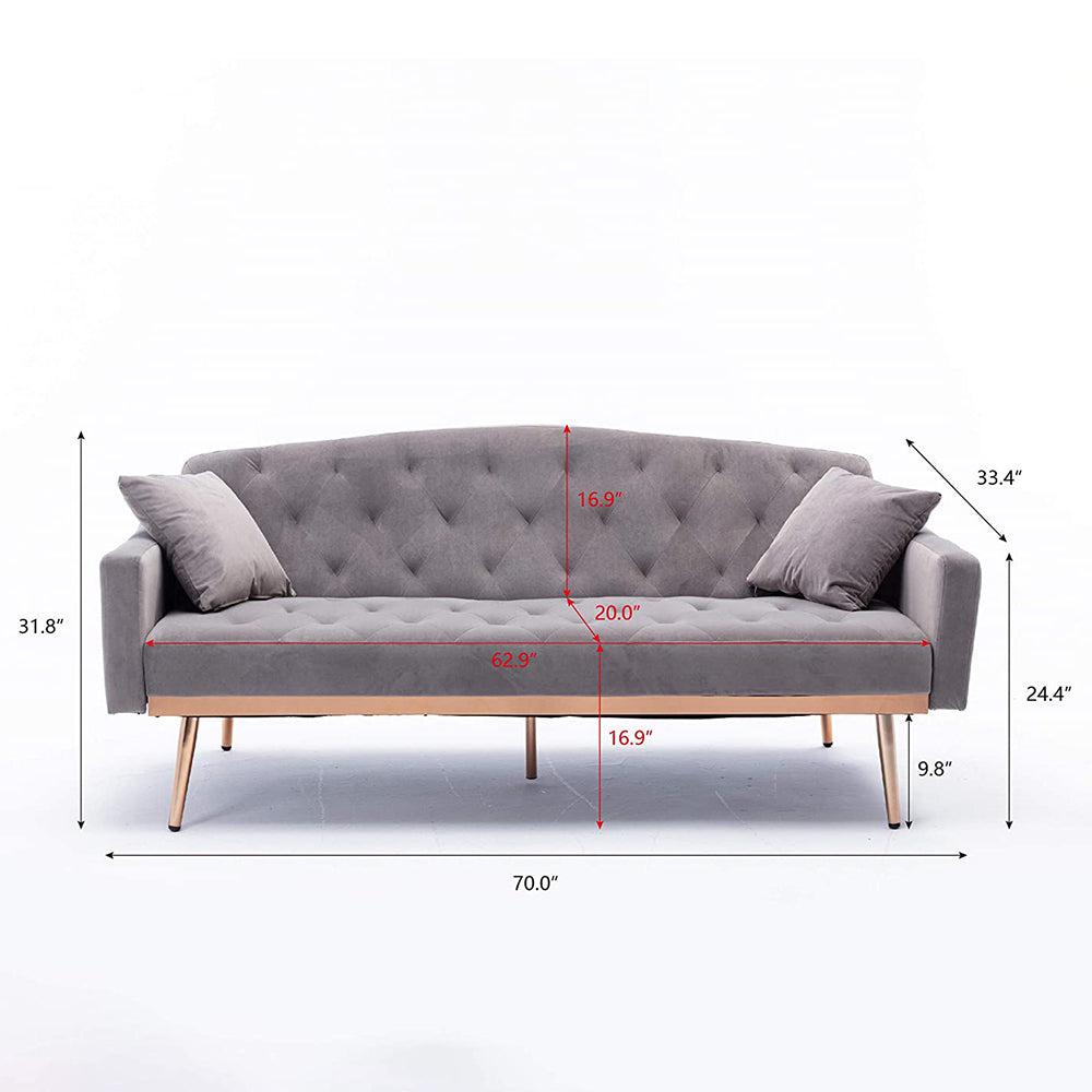 Velvet Convertible Accent Sofa Loveseat Sleeper Couch-NOSGA