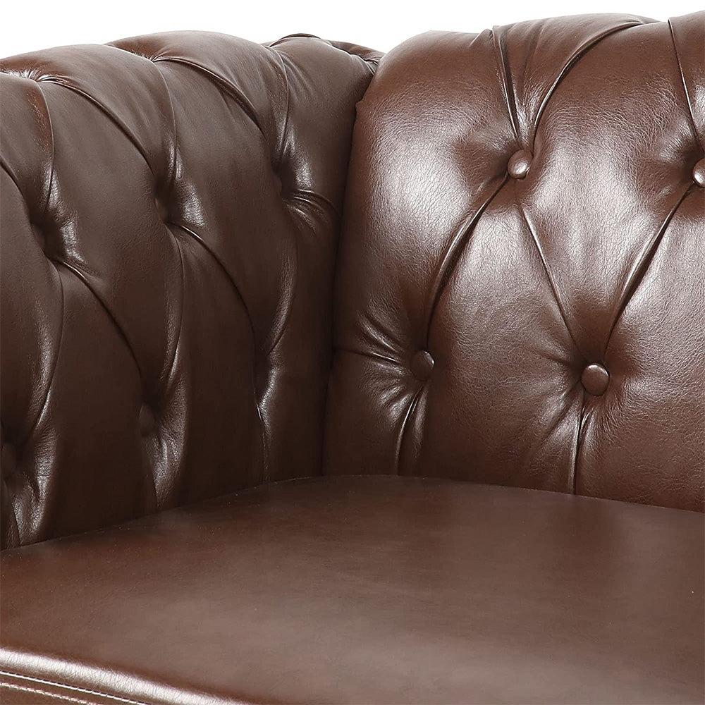 Pu Leather 3-Seat Chesterfield Sofa with Tufted Back-NOSGA