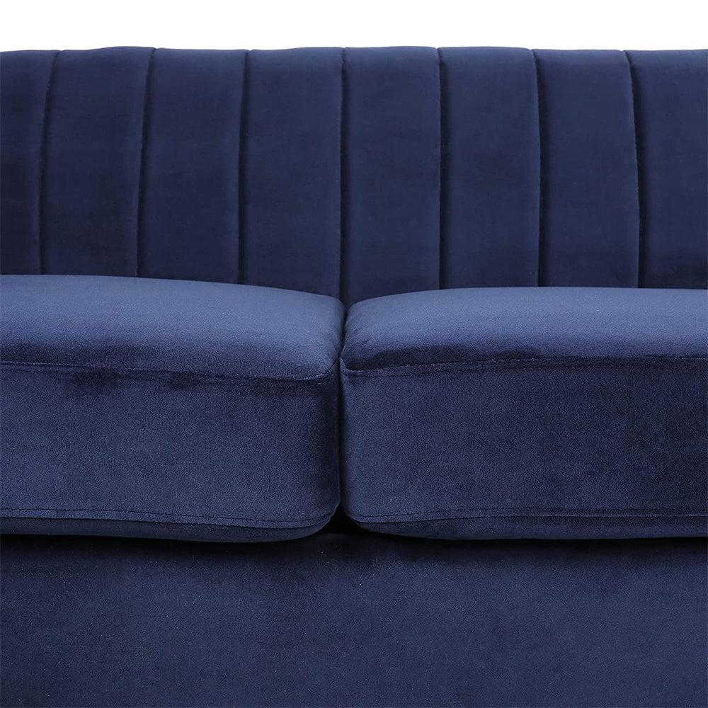 Classic Three Seater Chesterfield Velvet Sofa With Channel Back-NOSGA