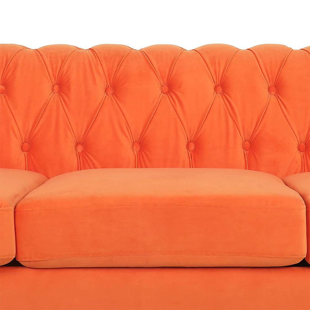 Velvet 3-Seat Chesterfield Sofa with Button Tufted Back-NOSGA