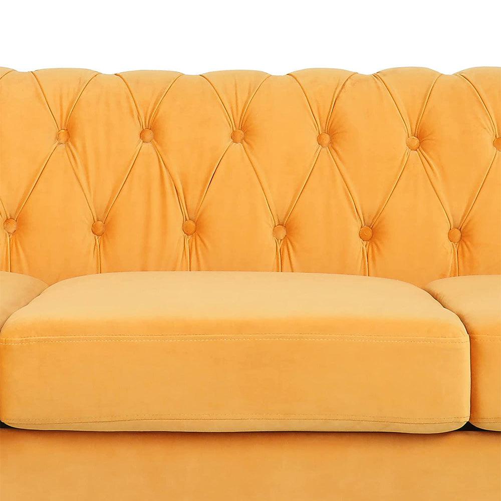 Velvet 3-Seat Chesterfield Sofa with Button Tufted Back-NOSGA