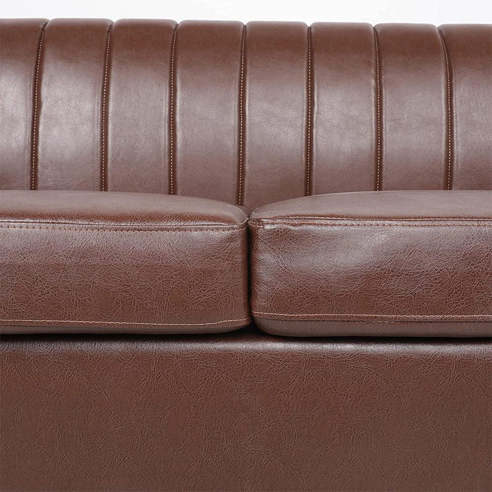 Classic Three Seater Chesterfield Pu Leather Sofa With Channel Back-NOSGA