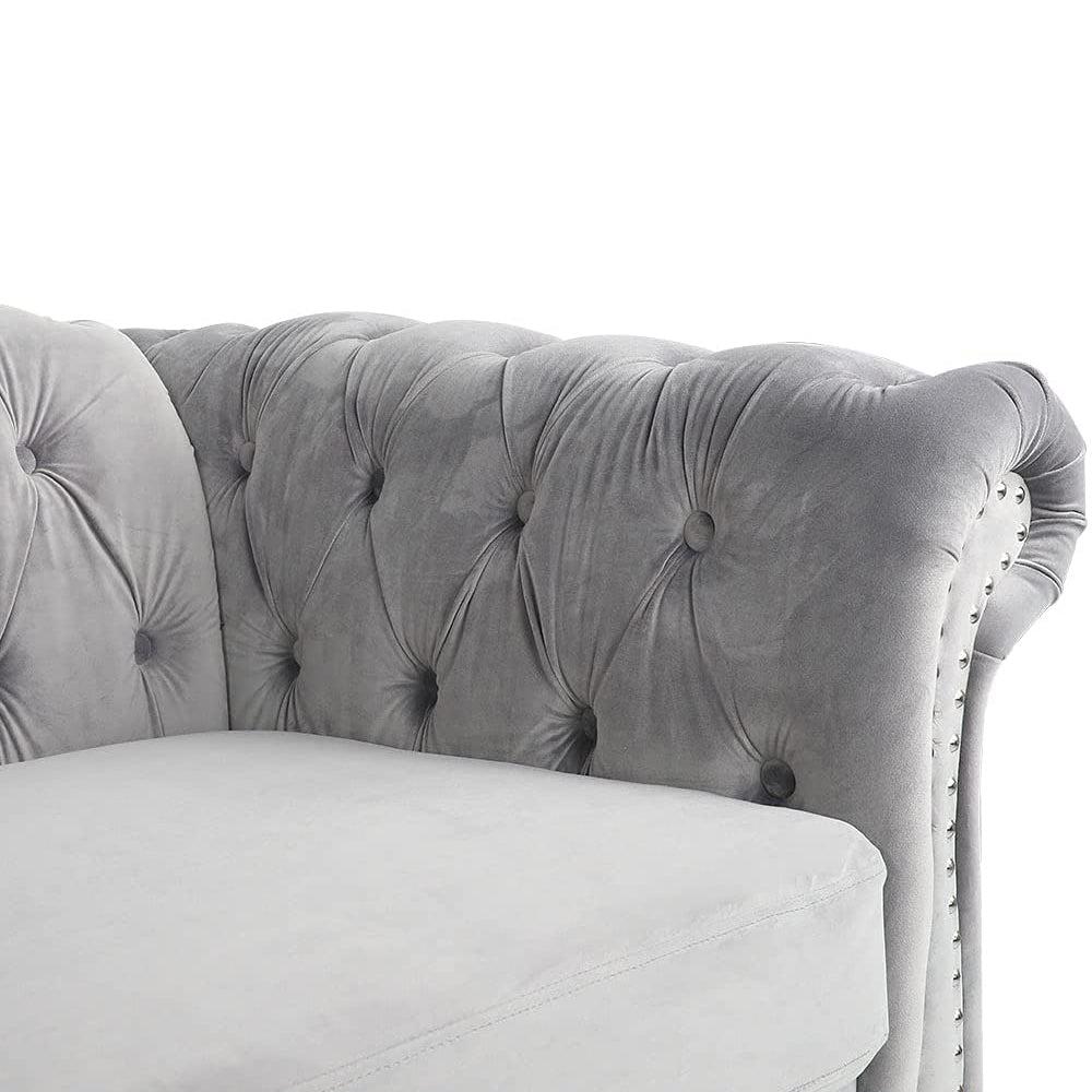 Velvet 3-Seat Chesterfield Sofa with Button Tufted Back-NOSGA