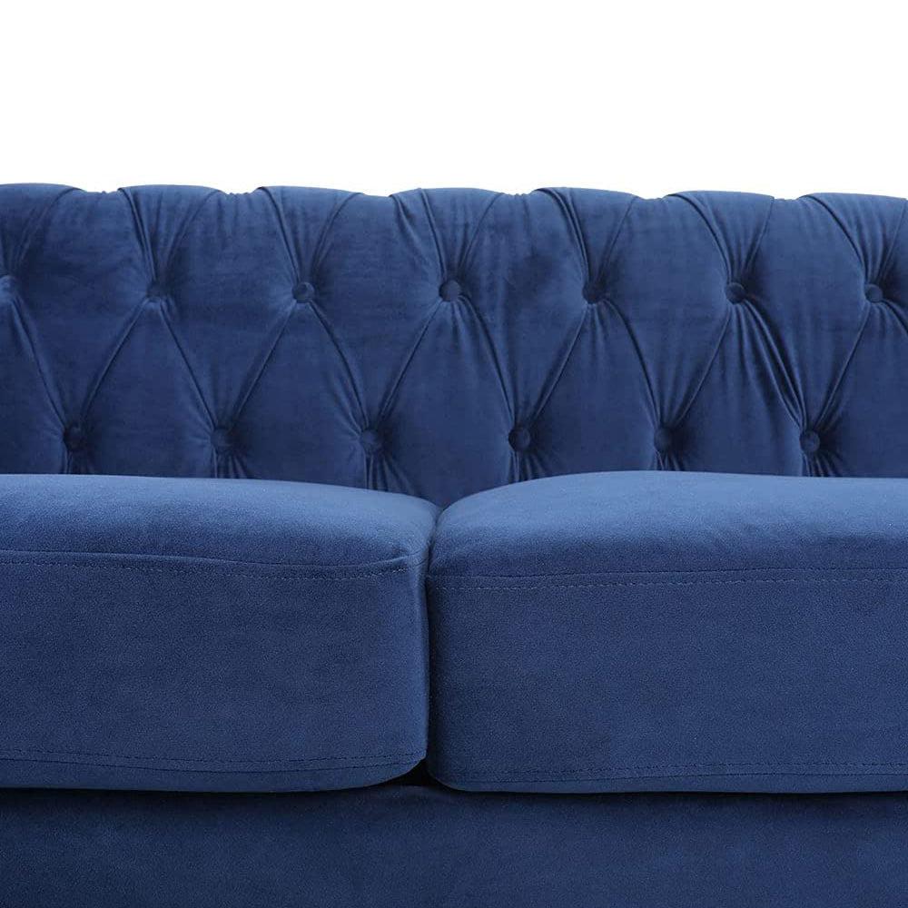 Velvet 3-Seat Chesterfield Sofa with Button Tufted Back-NOSGA