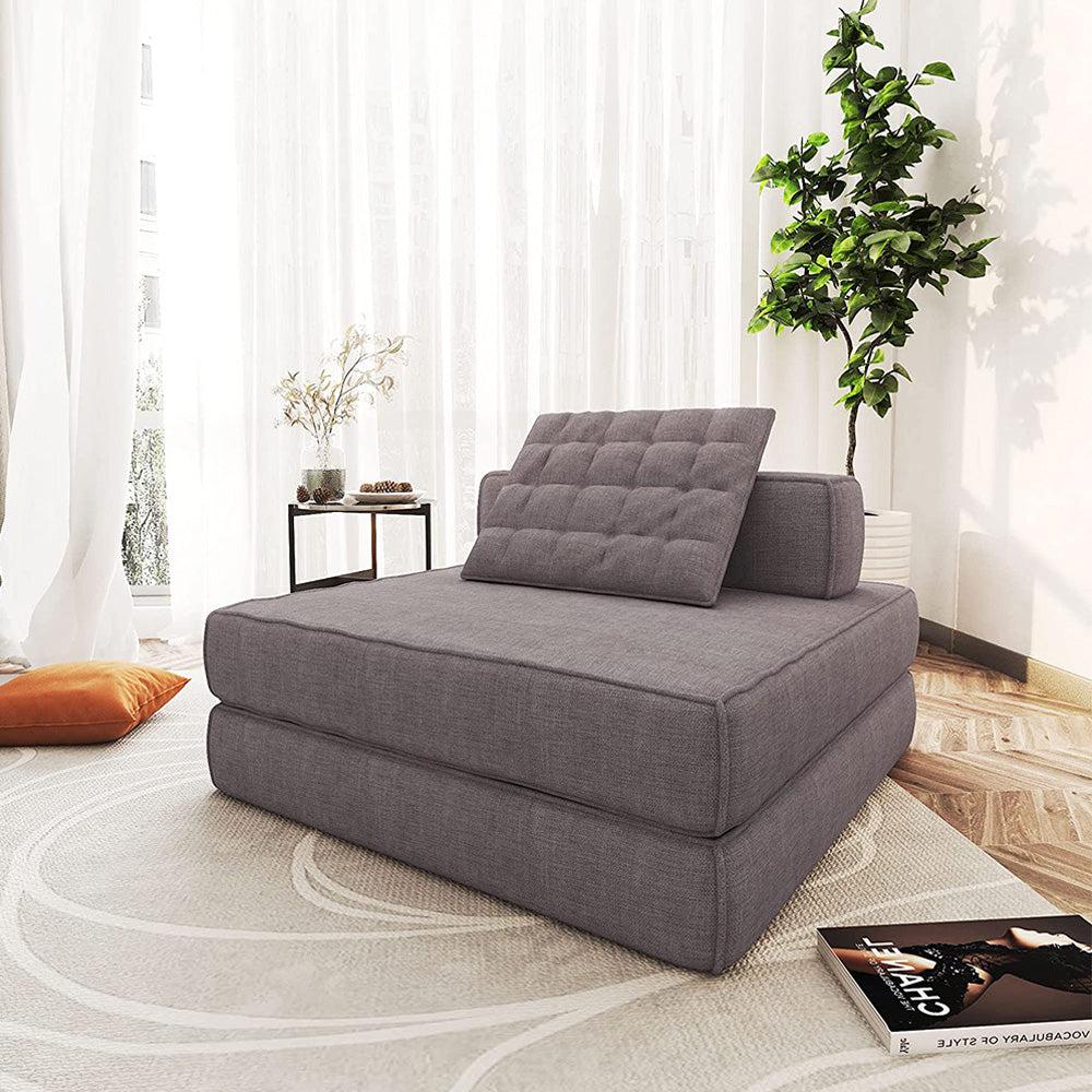 Modular Linen Convertible Sofa Bed Tufted Sectional Couch-NOSGA