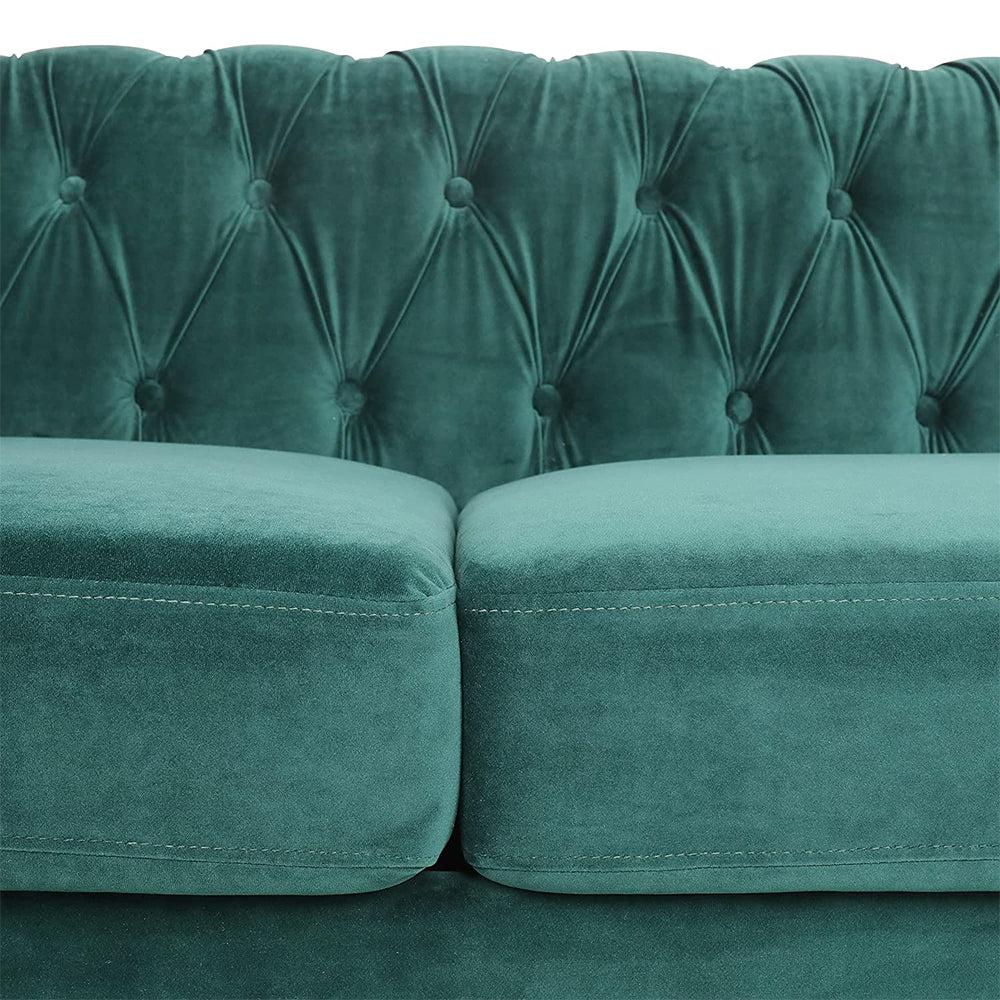 Velvet 3-Seat Chesterfield Sofa with Button Tufted Back-NOSGA