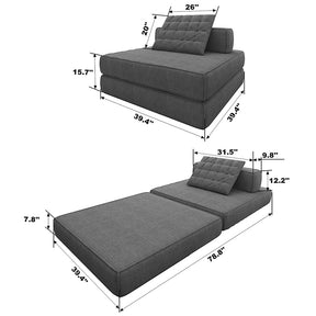 Modular Linen Convertible Sofa Bed Tufted Sectional Couch-NOSGA
