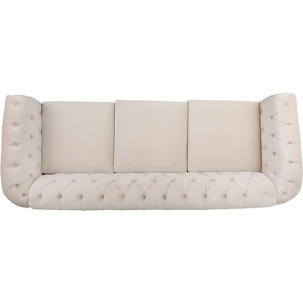 Velvet 3-Seat Chesterfield Sofa with Button Tufted Back-NOSGA