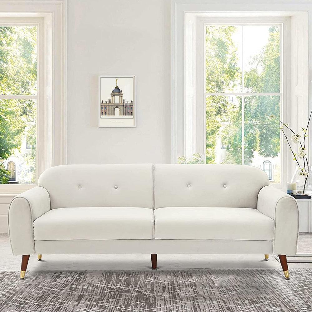 Velvet Tufted Loveseat Sleeper Sofa with Wood Legs-NOSGA