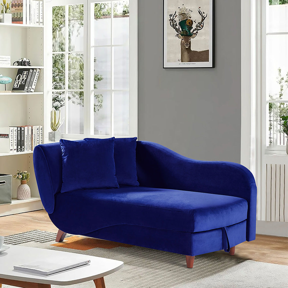 Functional Storage Chaise Lounge with 2 Pillows