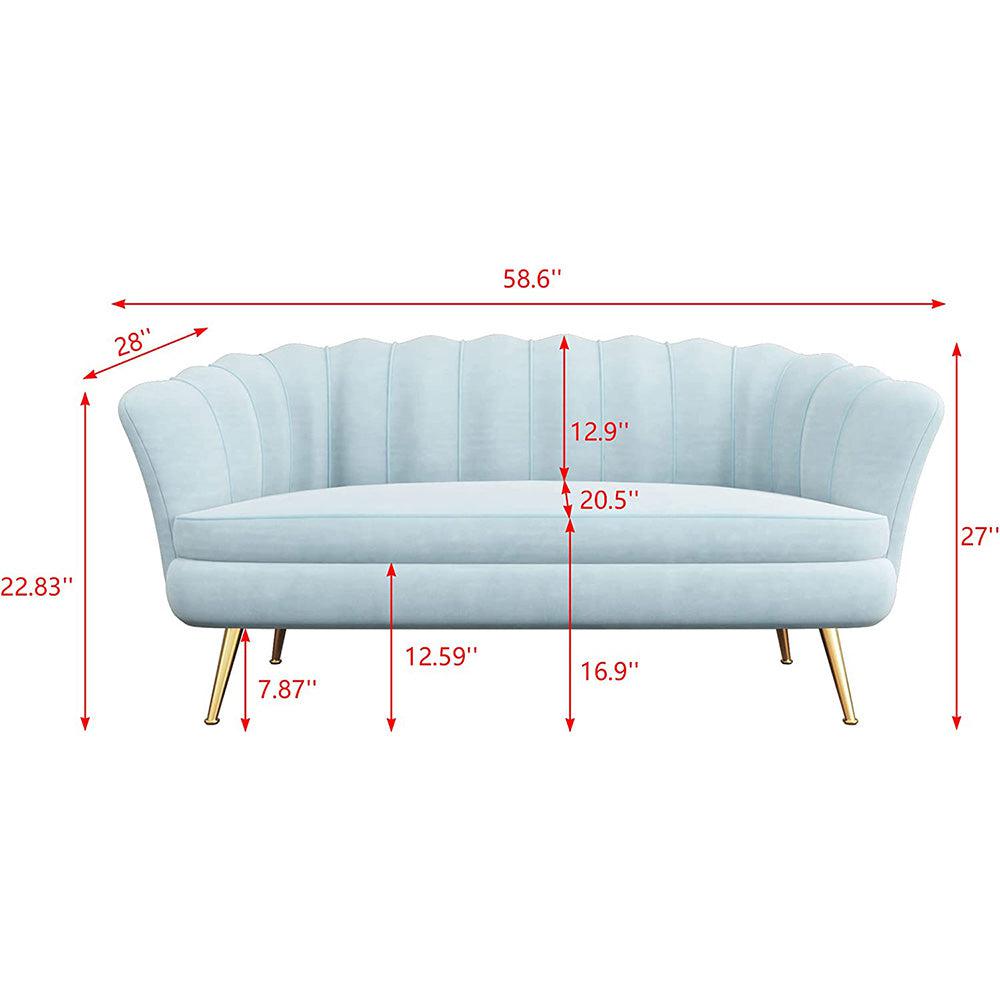 Loveseat Sofa, Modern Velvet Couch Accent Upholstered Settee-NOSGA