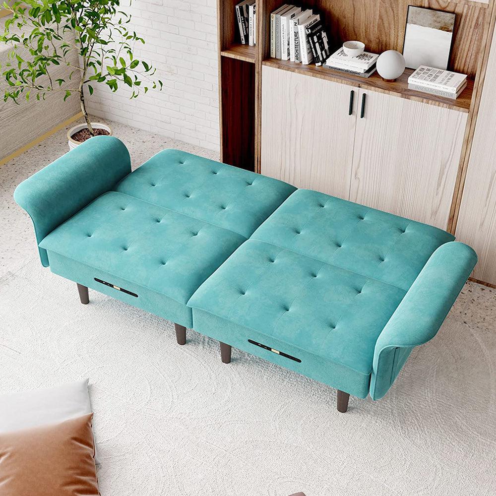 Adjustable & Multifunctional Velvet Sofa Bed with USB Rechargeable-NOSGA